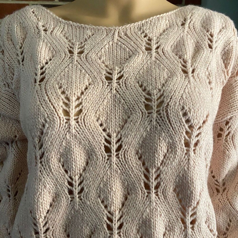Women's Spacedye Boat Neck Pointelle Knit Pullover Sweater Size M Pink New - Picture 12 of 16